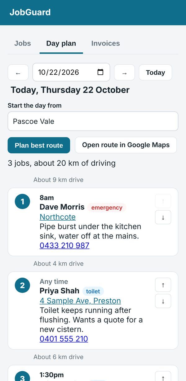 JobGuard app: your day